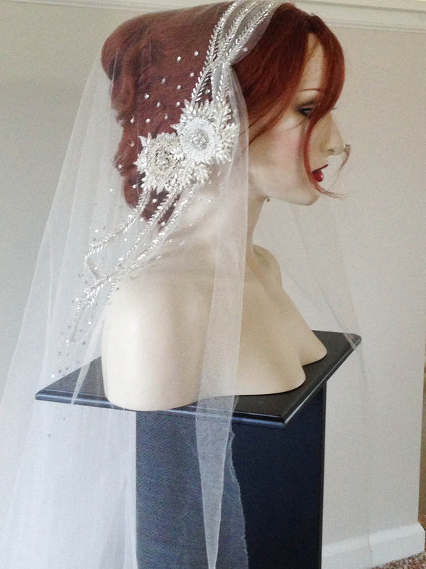 MillieIcaro Vintage Inspired Cathedral Length Bridal Veil