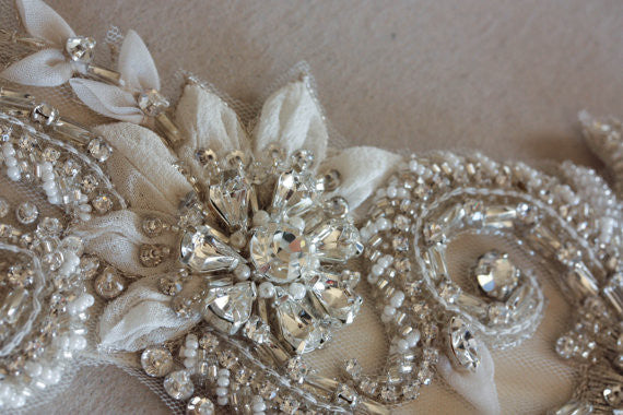 Vintage gold lace sash belt - wedding dress bridal accessory - antique gold  and silver grey - Bridal belt